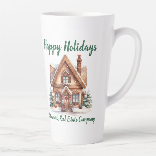 Schattige Kersthuis Gepersonaliseerde makelaar Latte Mok (Rechts)