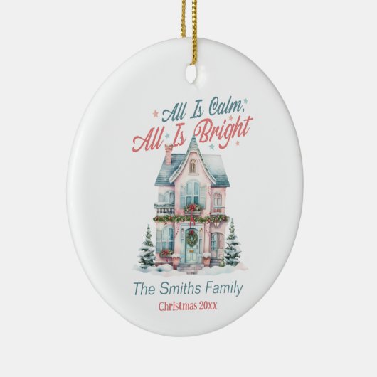 Schattige kersthuis keramisch ornament (Rechts)