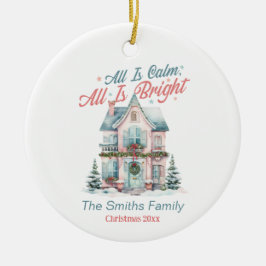 Schattige kersthuis keramisch ornament