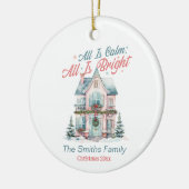 Schattige kersthuis keramisch ornament (Links)