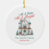 Schattige kersthuis keramisch ornament (Achterkant)