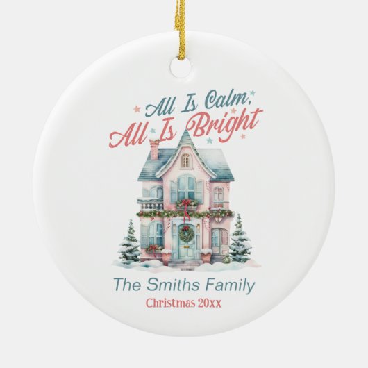 Schattige kersthuis keramisch ornament (Achterkant)