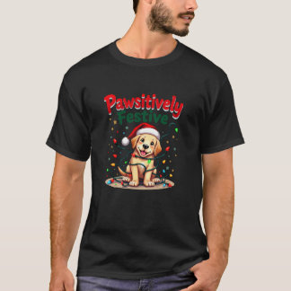Schattige kersthuisdier - rendier en kerstmuts t-shirt