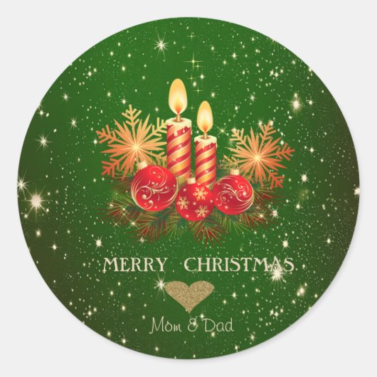 Schattige kerstkaarsen, Kogels, Pijnen Ronde Sticker (Voorkant)