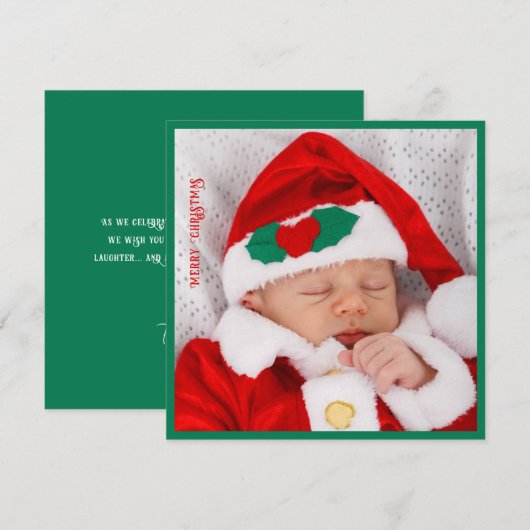 Schattige kerstKaart Baby's Eerste Kerstmis (Voorkant / Achterkant)