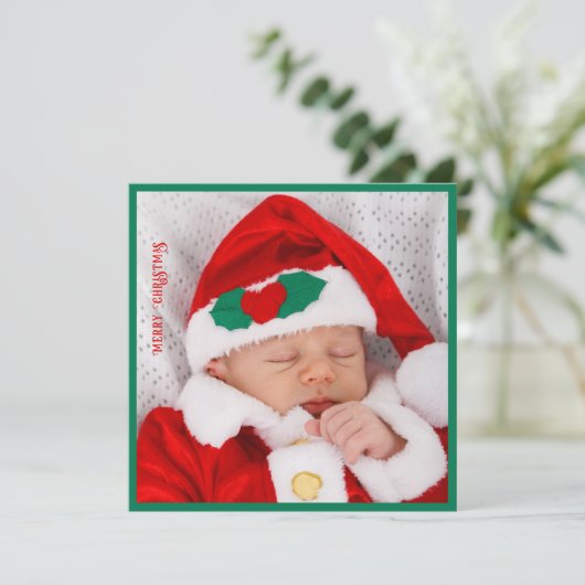 Schattige kerstKaart Baby's Eerste Kerstmis (Staand voorkant)