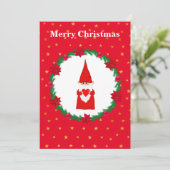 Schattige Kerstkabouter, dennenkrans & sterren (Staand voorkant)