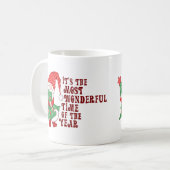 Schattige Kerstkabouter die Boom Knuffelt Koffiemok (Voorkant links)
