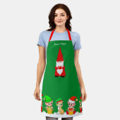 Schattige Kerstkabouter en Elfenteam op Groene Sch Schort (Gedragen)