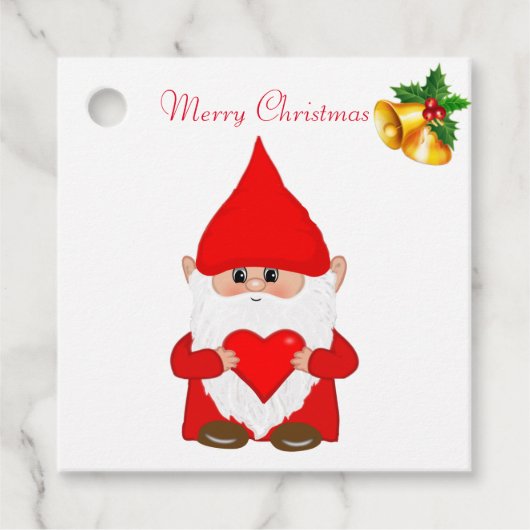 Schattige Kerstkabouter en Kerstbellen Bedankjes Labels (Voorkant)