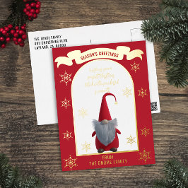 Schattige Kerstkabouter Folie Vakantiekaart Uitnodiging Briefkaart