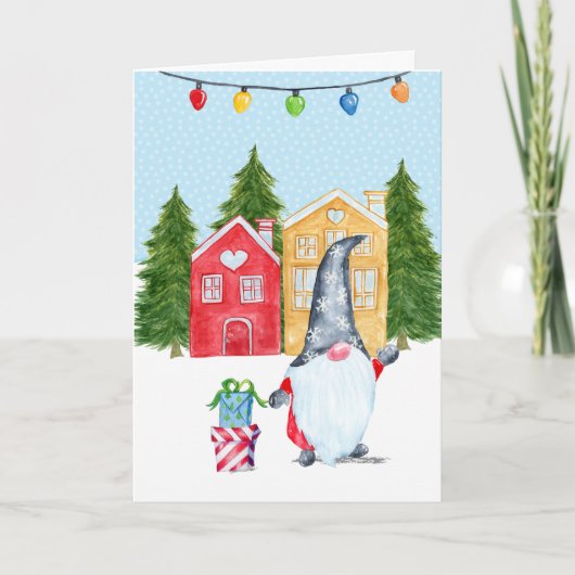 Schattige Kerstkabouter Kaart (Voorkant)