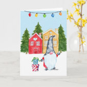 Schattige Kerstkabouter Kaart (Gele Bloem)
