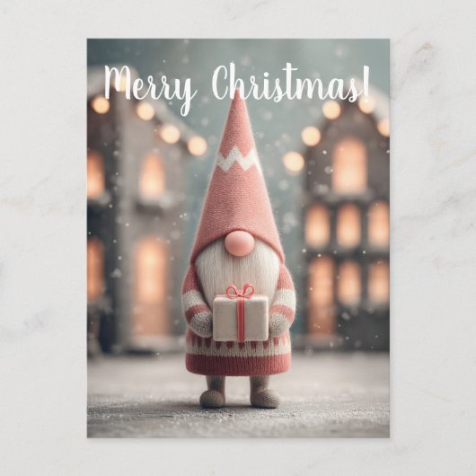 Schattige Kerstkabouter met een cadeaudoos Briefkaart (Voorkant)