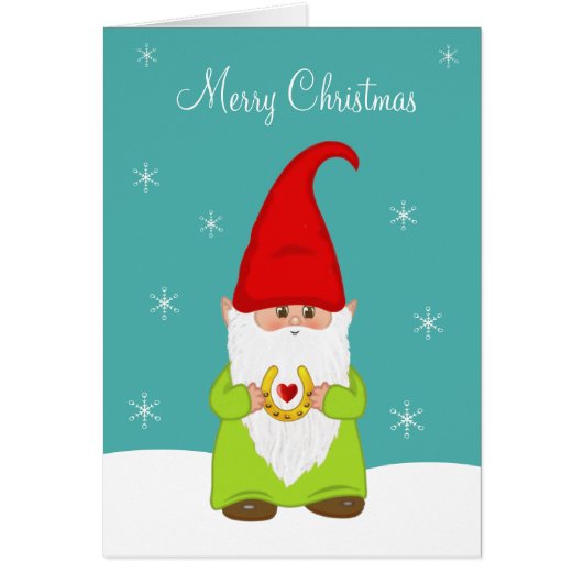 Schattige Kerstkabouter met Hoefijzer (Voorkant)