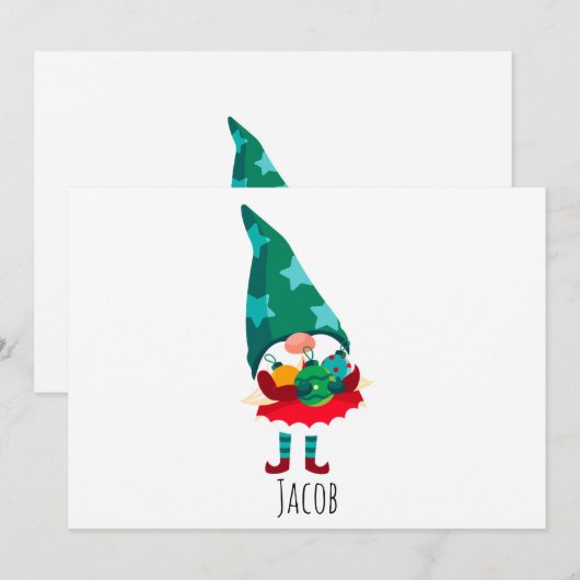 Schattige Kerstkabouter met Kerstversiering Feestdagenkaart (Voorkant / Achterkant)