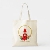 Schattige Kerstkabouter op gouden krans Tote Bag (Achterkant)
