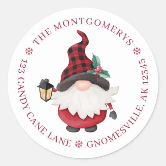 Schattige Kerstkabouter Retouradres Ronde Sticker (Voorkant)