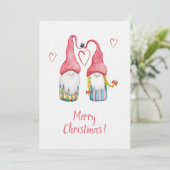 Schattige Kerstkabouter Tweeling Aquarel Kunst (Staand voorkant)