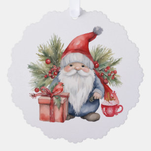 Schattige Kerstkabouter Waterverf  Ornament Kaart