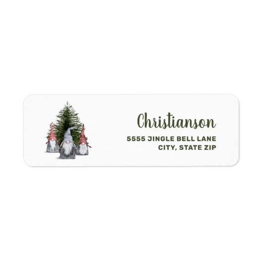 Schattige Kerstkabouters Boom Etiket (Voorkant)