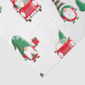 Schattige Kerstkabouters Boom op Rode Auto Tissuepapier (Detail)