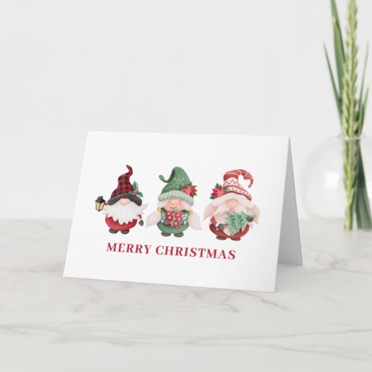 Schattige Kerstkabouters Feestdagen Kaart (Voorkant)