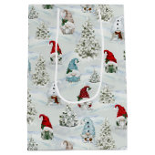 Schattige Kerstkabouters in de Sneeuw Medium Cadeauzakje (Achterkant)