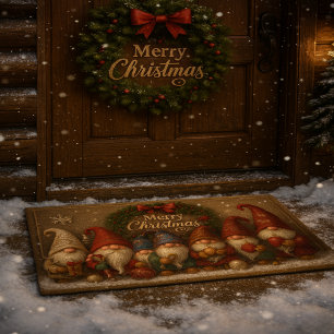 Schattige Kerstkabouters Merry Deurmat