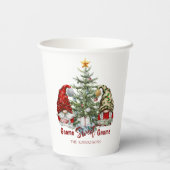 Schattige Kerstkabouters met Boom Papier Bekers (Achterkant)