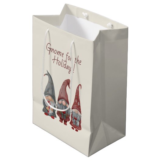 Schattige kerstkabouters met vakantiejuichen medium cadeauzakje (Voorkant Gekanteld)