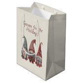 Schattige kerstkabouters met vakantiejuichen medium cadeauzakje (Achterkant Gekanteld)