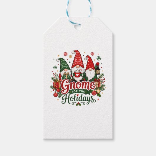 Schattige Kerstkabouters Vakantiedesign Cadeaulabel (Voorkant)