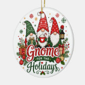 Schattige Kerstkabouters Vakantiedesign Keramisch Ornament (Links)