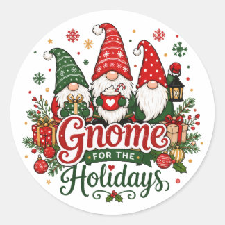 Schattige Kerstkabouters Vakantiedesign Ronde Sticker