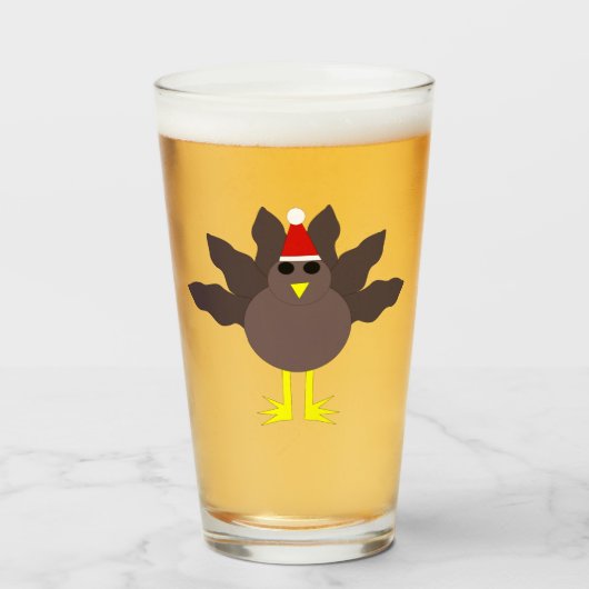 Schattige Kerstkalkoen Glas (Voorkant gevuld)