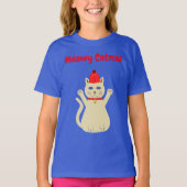 Schattige kerstkat aangepaste bericht t-shirt (Voorkant)