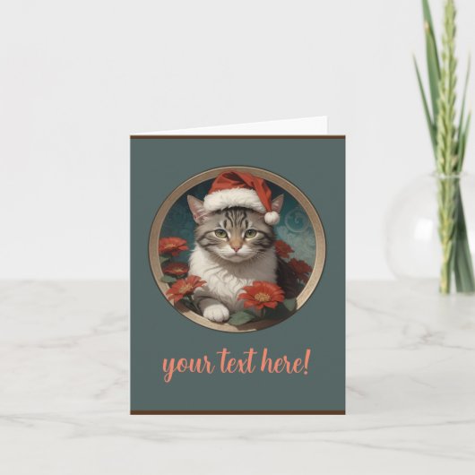 schattige kerstkat bedankkaart (Voorkant)