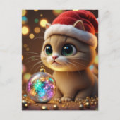 Schattige Kerstkat Briefkaart (Voorkant)