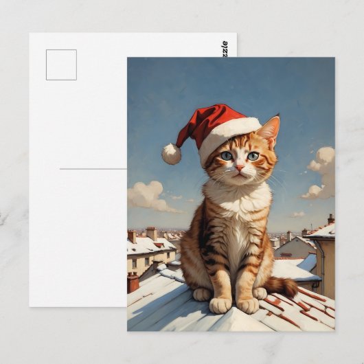 schattige kerstkat briefkaart (Voorkant / Achterkant)