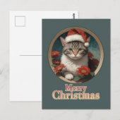 schattige kerstkat briefkaart (Voorkant / Achterkant)