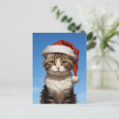 schattige kerstkat briefkaart (Staand voorkant)