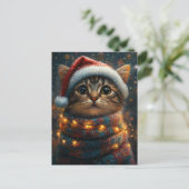 Schattige Kerstkat Briefkaart (Staand voorkant)