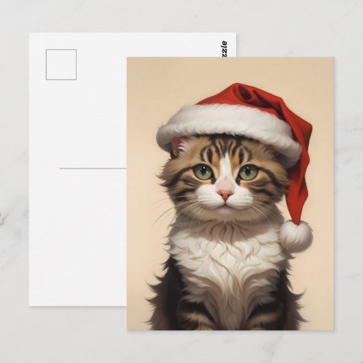 schattige kerstkat briefkaart (Voorkant / Achterkant)
