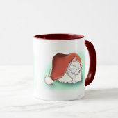 Schattige kerstkat die in Santa Hat springt Mok (Voorkant rechts)