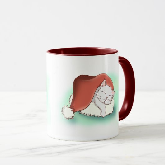 Schattige kerstkat die in Santa Hat springt Mok (Voorkant rechts)