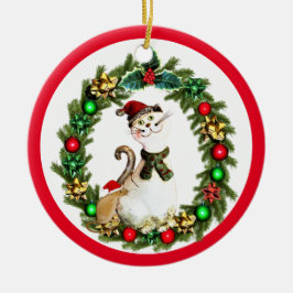 Schattige Kerstkat en -muis Keramisch Ornament