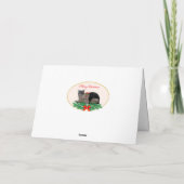 Schattige Kerstkat & engel elf op rode kaart (Achterkant)