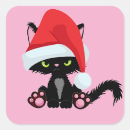 Schattige Kerstkat – Festive Kerstontwerp Vierkante Sticker