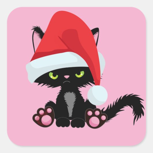Schattige Kerstkat – Festive Kerstontwerp Vierkante Sticker (Voorkant)